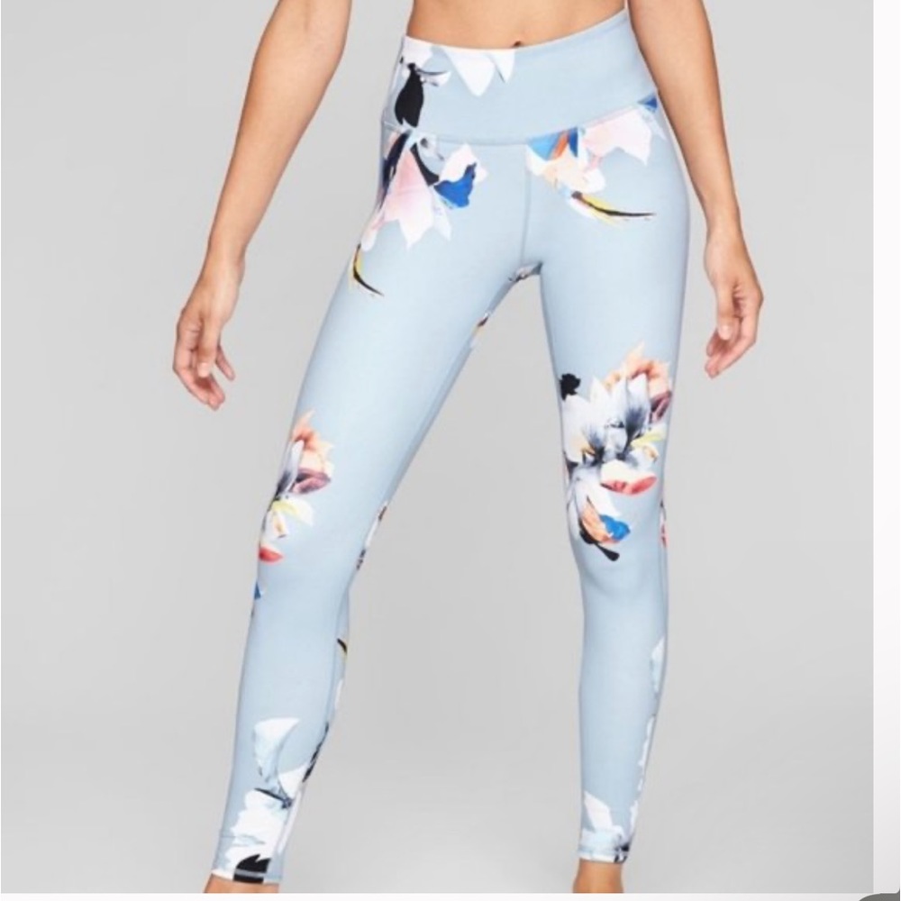 Athleta High Rise Paradise Floral Chaturanga Leggings Blue Small